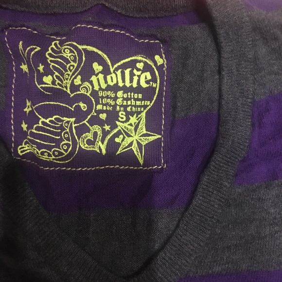 Nollie long sleeve v-neck sweater charcoal/purple - Picture 2 of 3
